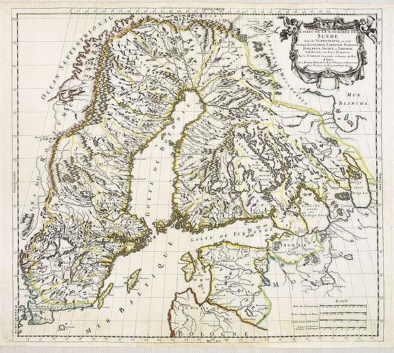 SANSON, N., Estats de la Couronne de Suede dans la Scandinavie, ou Sont Suede, Gotlande, Lapponie Suedoise, Finlande, Ingrie et Livonie Subdivisées en leurs Provinces . . ., antique map, old maps
