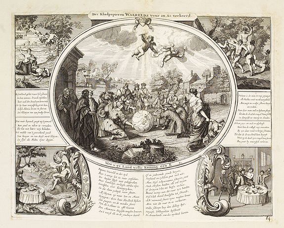 ANONYMOUS, Des kladpapieren Waerelds vuur in As verkeerd., antique map, old maps