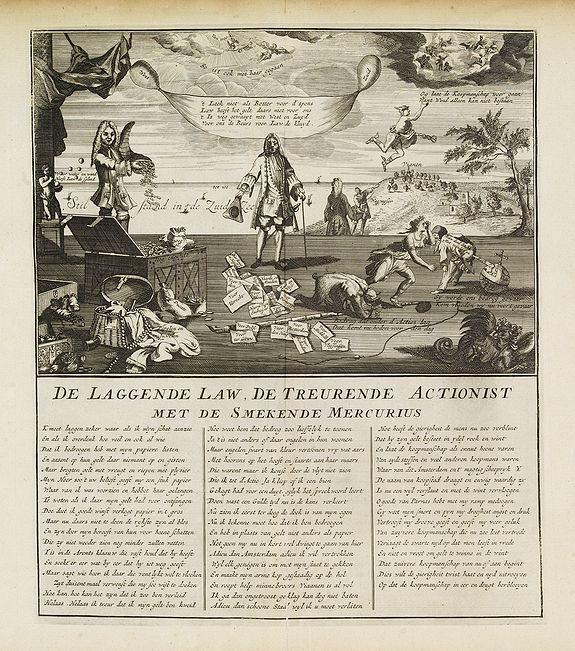 ANONYMOUS, De laggende law, de treurende actionist met de smekende mercurius., antique map, old maps
