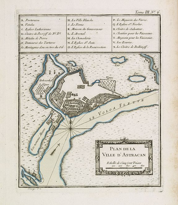 BELLIN, J.N., Plan de la ville d'Astracan., antique map, old maps