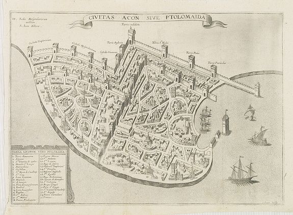 PICART, J., Civitas Acon sive Ptolomaida., antique map, old maps