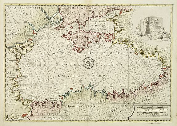 OTTENS, R./ I., Pontus Euxinus of niewe en Naaukeurige paskaart van de Zwarte Zee. . ., antique map, old maps