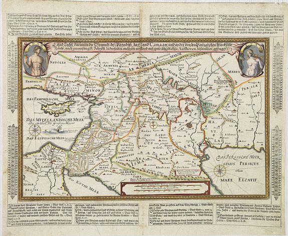 ANONYMOUS, Land Tafel darinnen die gegendt des Paradijs das land Canaan. . ., antique map, old maps