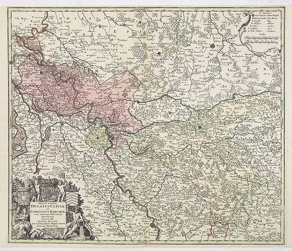 SEUTTER, M., Nova et Accurata Ducatus Cliviae et Comitatus Marchiae., antique map, old maps