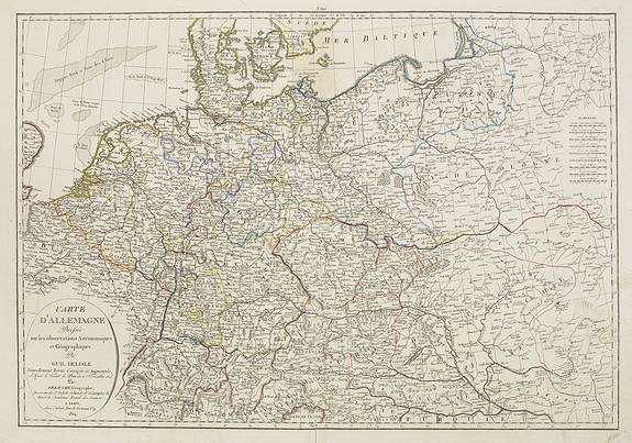 DEZAUCHE, J.A., Carte d'Allemagne dressee sur les observations astronomiques et geographiques. . ., antique map, old maps