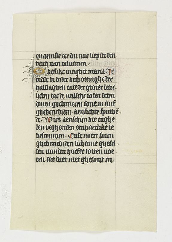 BOOK OF HOURS, Manuscript leaf on vellum from a Dutch Book of Hours., antique map, old maps