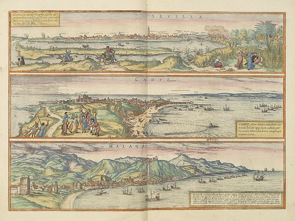 BRAUN, G . / HOGENBERG, F., Sevilla / Cadiz / Malaga., antique map, old maps