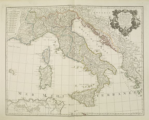 DELISLE, G ./ BUACHE, Ph. / DEZAUCHE, J., L'Italie dressée sur les observations de l'académie des sciences. . ., antique map, old maps