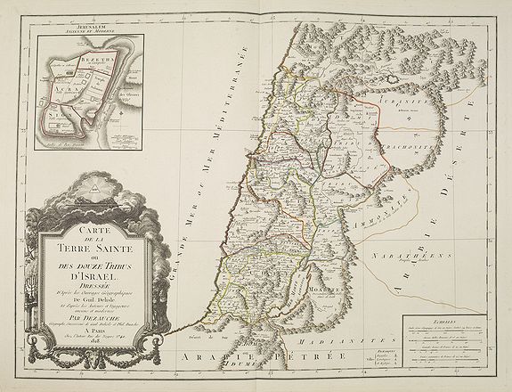L'ISLE, G. de / DEZAUCHE., Carte de La Terre Sainte ou des douze tribus d'Israel., antique map, old maps