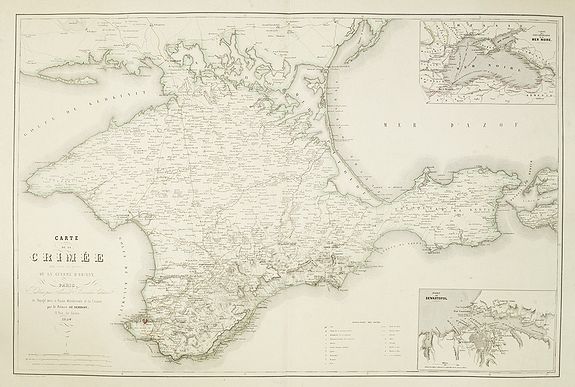 DEMIDOFF, Prince de., Carte de la Crimée pour suivre les opérations de la Guerre d'Orient., antique map, old maps