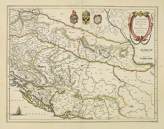 BLAEU, W., Sclavonia, Croatia cum Dalmatiae Parte., antique map, old maps