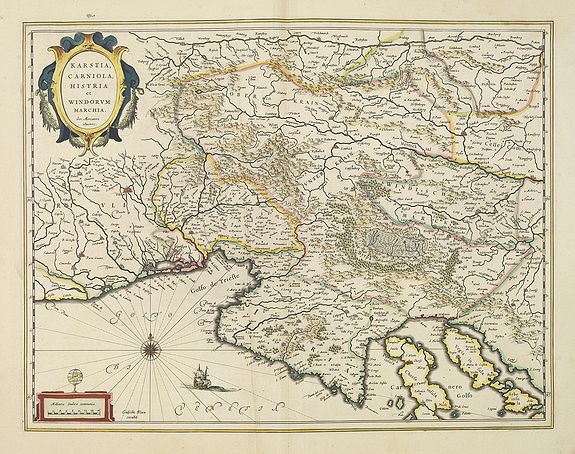 BLAEU, W., Karstia, Camiola, Histria et Windorum Marchia., antique map, old maps