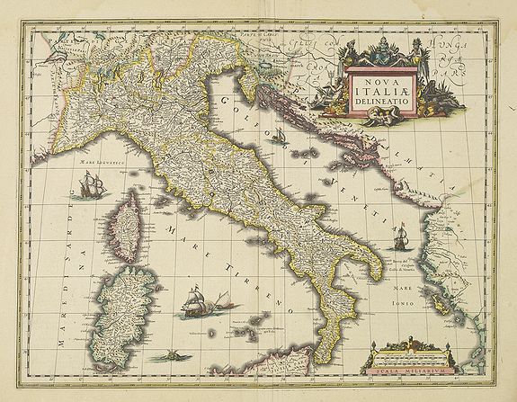 BLAEU, W., Nova Italiae delineatio., antique map, old maps