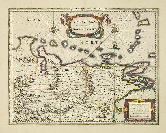 BLAEU, W., Venezuela, cum parte Australi novae Andalusiae., antique map, old maps