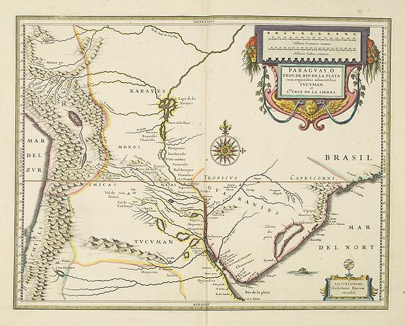 BLAEU, W., Paraguayo prov. de Rio de La Plata cum regionibus.., antique map, old maps
