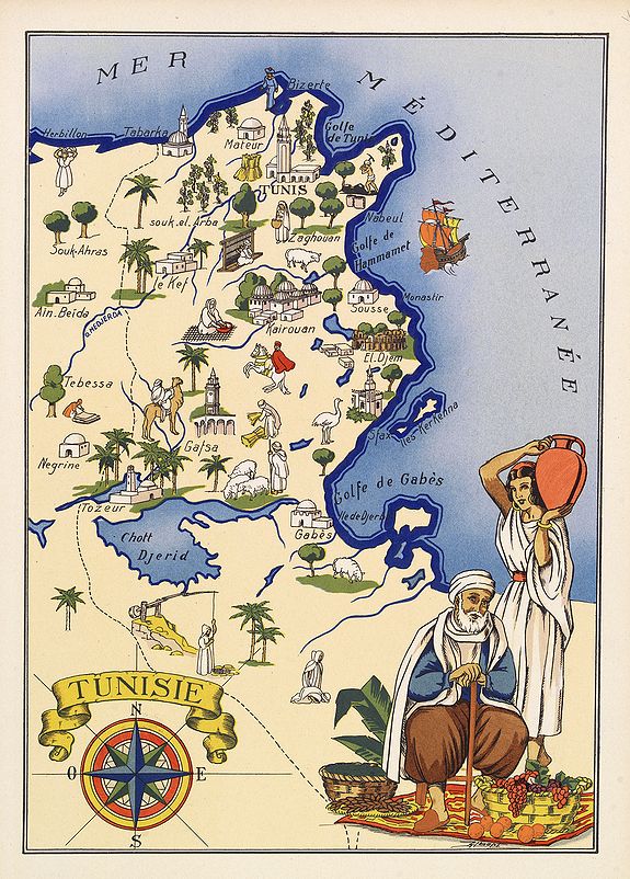 JYLBERT, Tunisie., antique map, old maps