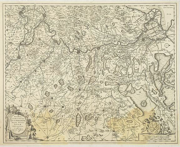 VISSCHER, N., Novissima Comitatus Zutphaniae, Totiusque Fluminis Insulae Descriptio, ex Officina Nicolai Visscher., antique map, old maps