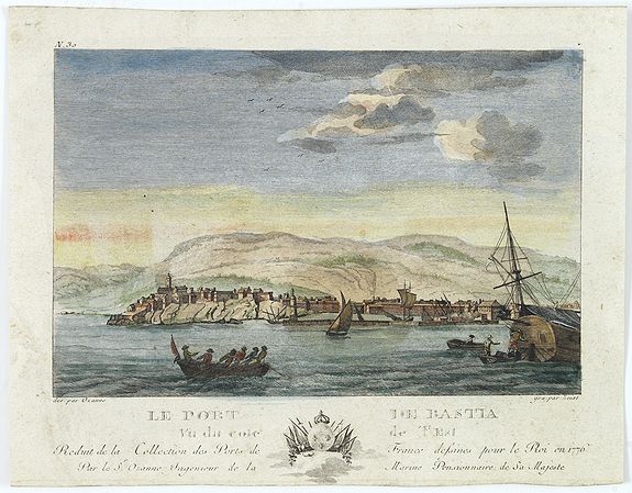 OZANNE, N., Le port de Bastia vu du coté de l'est. . ., antique map, old maps