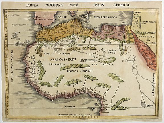 WALDSEEMULLER, M., Tabula Moderna Prime partis aphricae., antique map, old maps