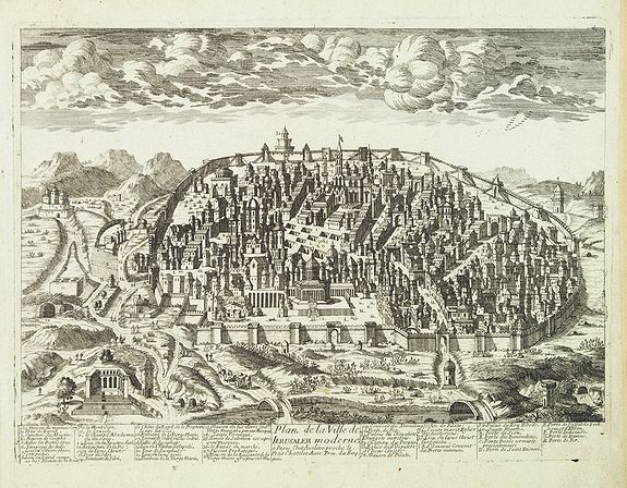 AVELINE, P.A., Plan de la ville de Jerusalem moderne. . ., antique map, old maps