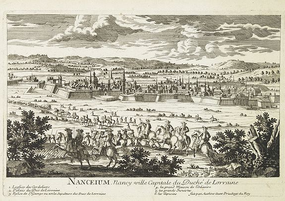 AVELINE, P.A., Nanceium, Nancy ville capitale du duché de Lorraine., antique map, old maps