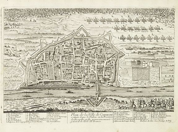 AVELINE, P.A., Plan de la Ville de Compiègne située dans le Valois en la Province de Picardie. . ., antique map, old maps