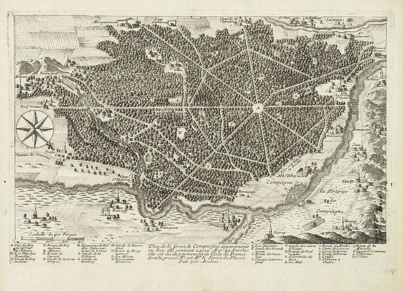 AVELINE, P.A., Plan de la forest de Compiègne appartenante au Roy. . ., antique map, old maps
