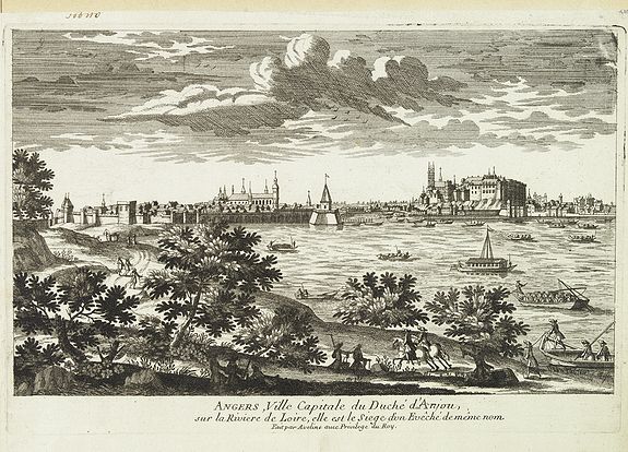 AVELINE, P.A., Angers, Ville Capitale du Duché d'Anjou. . ., antique map, old maps