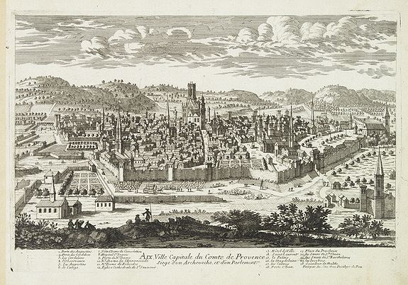 AVELINE, P.A., Aix, ville Capitale du Comte de Provence siege d'un Archeveche et d'un Parlement. . ., antique map, old maps