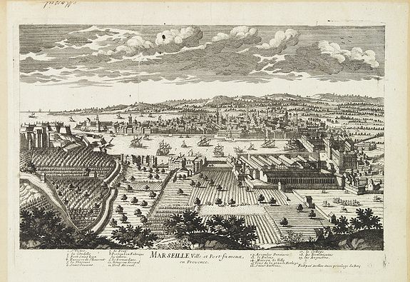 AVELINE, P.A., Marseille, Ville et Port fameux en Provence. . ., antique map, old maps