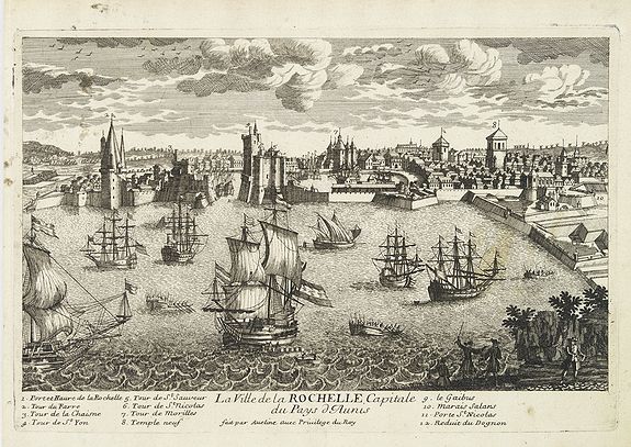 AVELINE, P.A., La Ville de la Rochelle, Capitale du pays d'Aunis. . ., antique map, old maps
