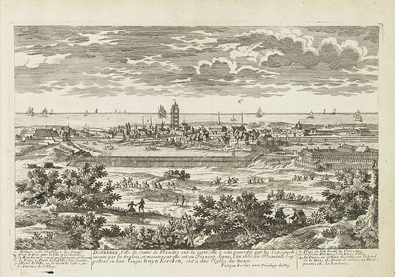 AVELINE, P.A., Donkerke, ville du comté de Flandre sur la costé. . ., antique map, old maps