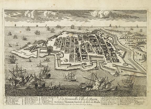 AVELINE, P.A., La Nouvelle Ville de Malte nommée Valette, capitale de l'isle de Malte. . ., antique map, old maps