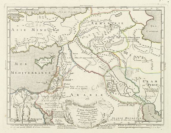 BUACHE, P. / DEZAUCHE, Carte générale pour servir à l'Intelligence de l'Histoire Sainte.., antique map, old maps