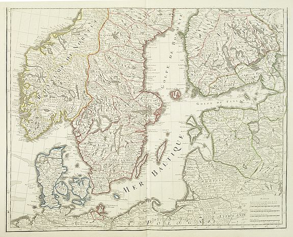 DEZAUCHE, J.A. / BUACHE, Ph., Carte des Courones du Nord comprenant la Suede, le Danemarc, &c. . .(2 maps), antique map, old maps