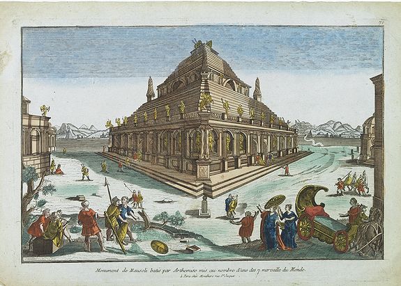 MONDHARE, Monument de Mausoli batis par Arthemise mis au nombre d'une des 7 merveille du Monde., antique map, old maps