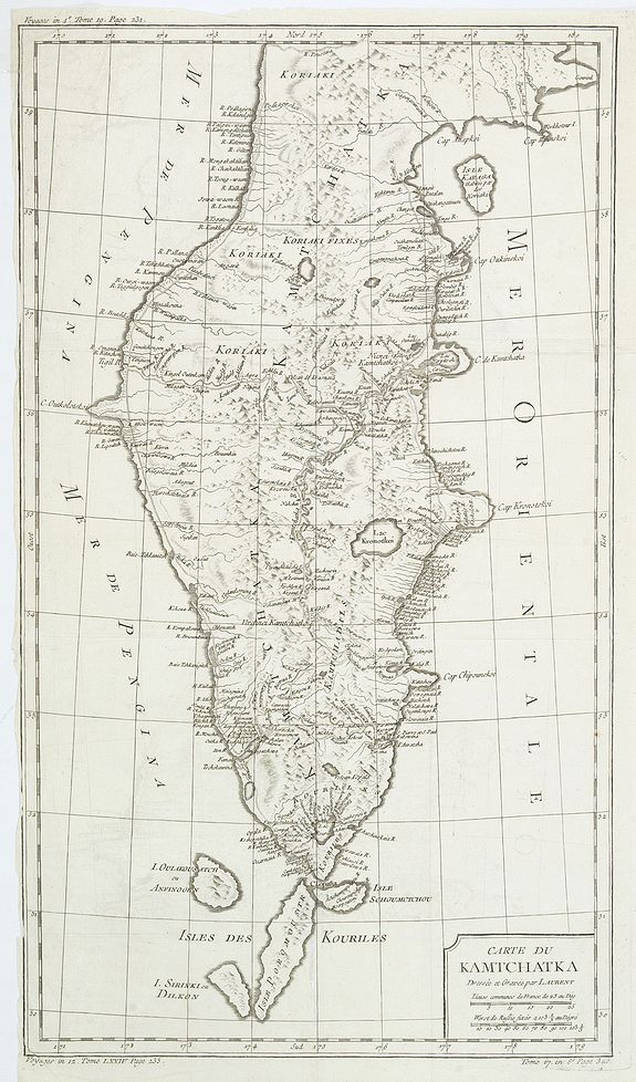 LAURENT., Carte du Kamtchakta. . ., antique map, old maps