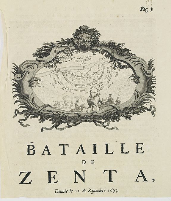 VAN HUCHTENBURG, J., Bataille de Zenta, Donnée le 11 de Septembre 1697., antique map, old maps