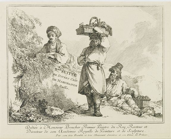 LE PRINCE, Dédiée à Monsieur Boucher Premier Peintre du Roy, Recteur et Directur de son Academie Royalle de Peinture et de Sculpture..., antique map, old maps