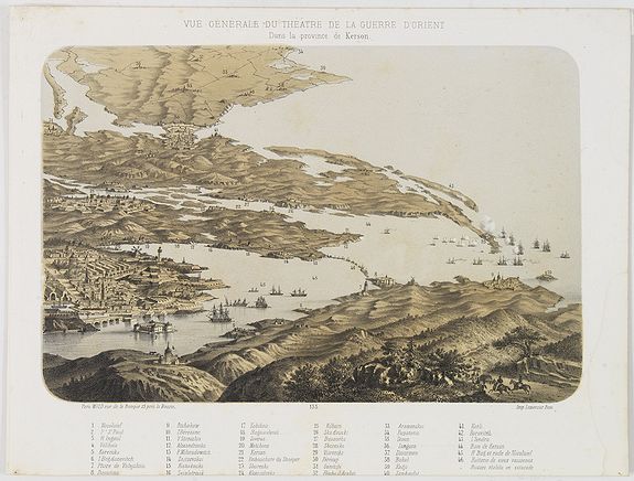 LEMERCIER., Vue générale du théatre de la guerre d'Orient dans la province de Kerson., antique map, old maps