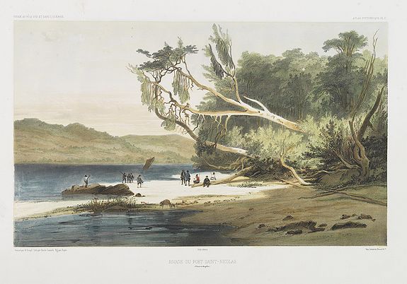 DUMONT D'URVILLE, J., Rivage du port Saint-Nicolas., antique map, old maps