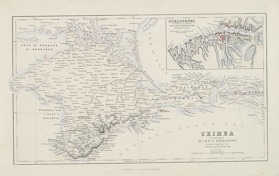 BARTHOLOMEW, J., Crimea according to Huot & Demidoff., antique map, old maps