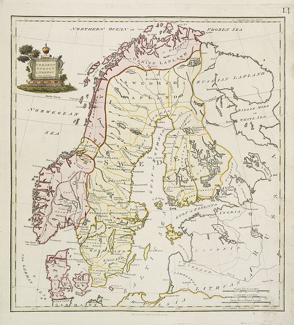 NEELE, S.J., Present Sweden & Norway., antique map, old maps