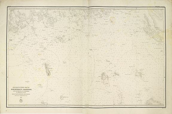 SARYCHEV, G. / SCHUBERT, F.F., Mepkatopckar… (Title in Russian : Baltic Sea east of Helsinki with Kotka and the Islands of Gogland and Moshchny.), antique map, old maps