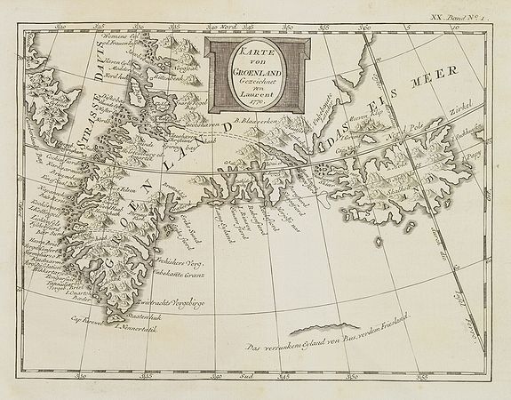BELLIN, J.N. / ARKSTEE / MERKUS, Karte von Groenland gezeichnet von Laurent 1770 . . . XX. Band N°1., antique map, old maps