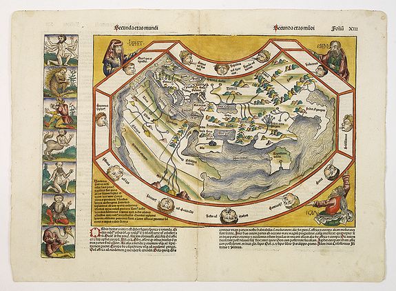 SCHEDEL, H., Seconda etas mundi., antique map, old maps