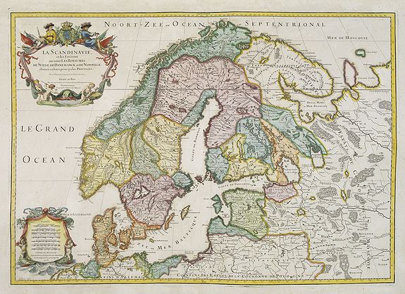 JAILLOT, A.H., La Scandinavie et les Environs où sont les Royaumes., antique map, old maps
