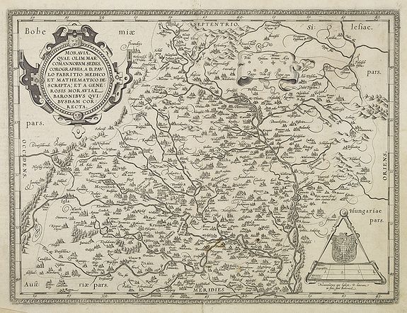 ORTELIUS, A., Moraviae, quae olim Marcomannorum Sedes, Corographia, A.D. Pavlo Fabritio Medico et Mathematico Descripta. . ., antique map, old maps