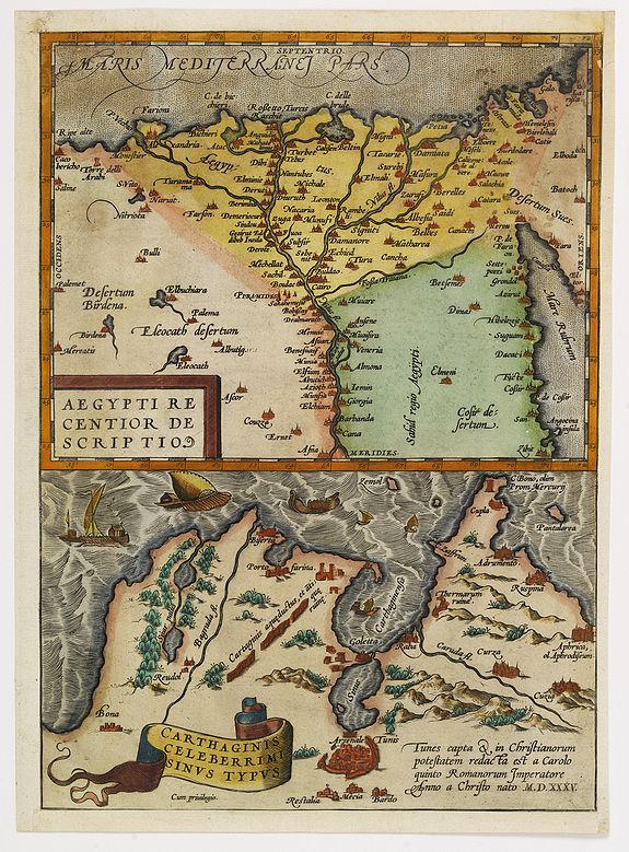 ORTELIUS, A., Aegypti recentior descriptio./ Carthaginis.., antique map, old maps