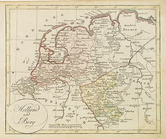 WALCH, J., Holland und Berg., antique map, old maps